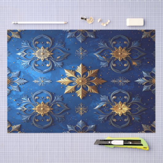 Blue Decorative Holiday Tissue Paper Seidenpapier (Handwerk)