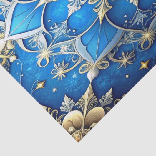 Blue Decorative Holiday Tissue Paper Seidenpapier (Detail)