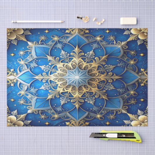 Blue Decorative Holiday Tissue Paper Seidenpapier (Handwerk)