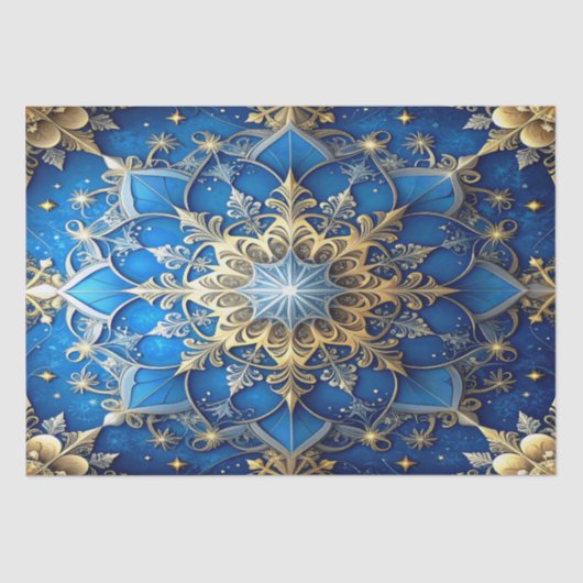 Blue Decorative Holiday Tissue Paper Seidenpapier (Vorderseite)