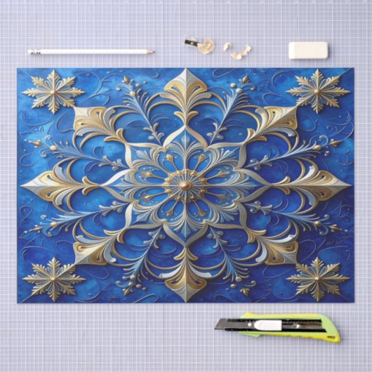 Blue Decorative Holiday Tissue Paper Seidenpapier (Handwerk)