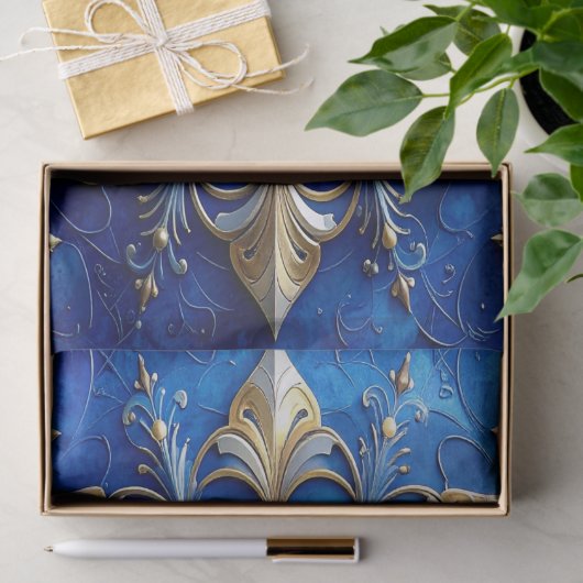 Blue Decorative Holiday Tissue Paper Seidenpapier (Geschenk)