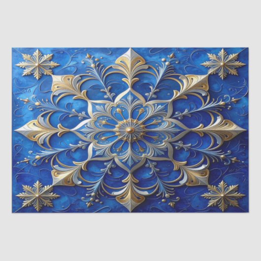 Blue Decorative Holiday Tissue Paper Seidenpapier (Vorderseite)