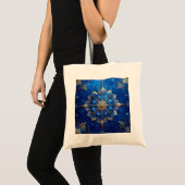 Blue Decorative Holiday Tote Bag Tragetasche (Vorderseite (Produkt))