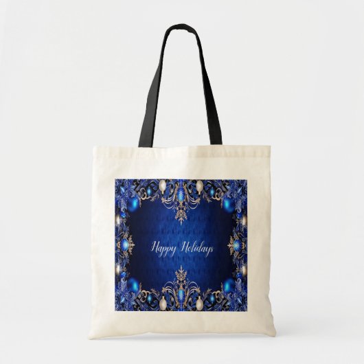 Blue Decorative Holiday Tote Bag Tragetasche (Vorne)