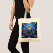 Blue Decorative Holiday Tote Bag Tragetasche (Vorderseite (Produkt))