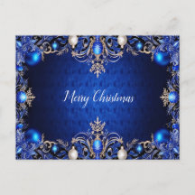 Blue Decorative Holiday Weihnachten Postcard