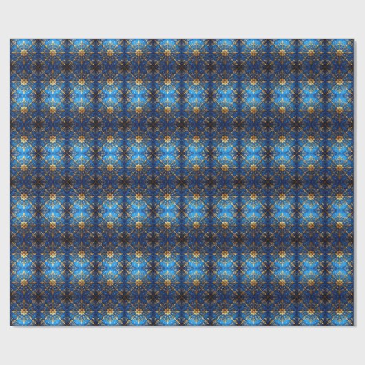 Blue Decorative Holiday Wrapping Paper Geschenkpapier (Flach)
