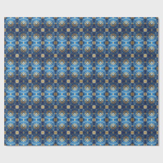Blue Decorative Holiday Wrapping Paper Geschenkpapier (Flach)