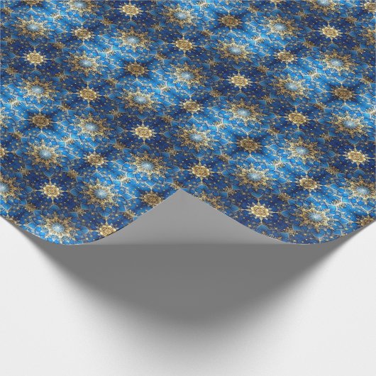 Blue Decorative Holiday Wrapping Paper Geschenkpapier (Ecke)