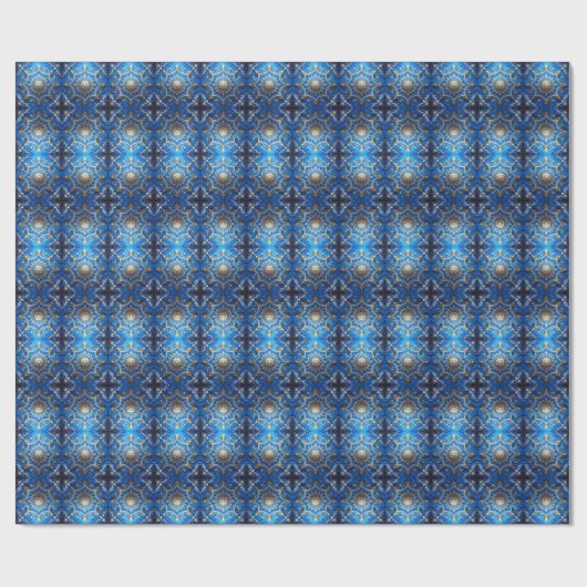 Blue Decorative Holiday Wrapping Paper Geschenkpapier (Flach)