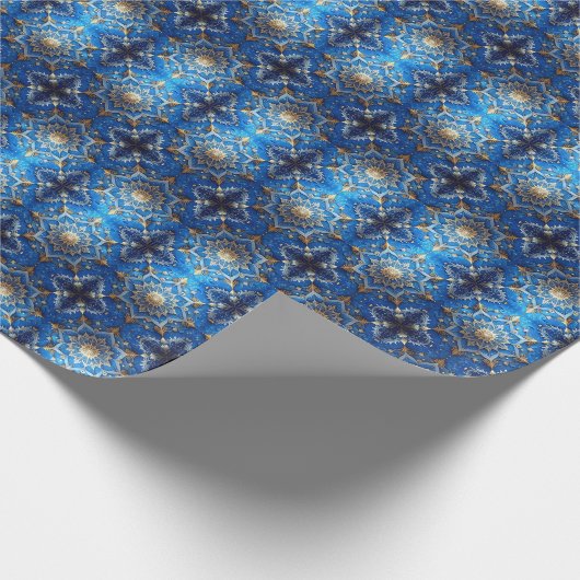 Blue Decorative Holiday Wrapping Paper Geschenkpapier (Ecke)