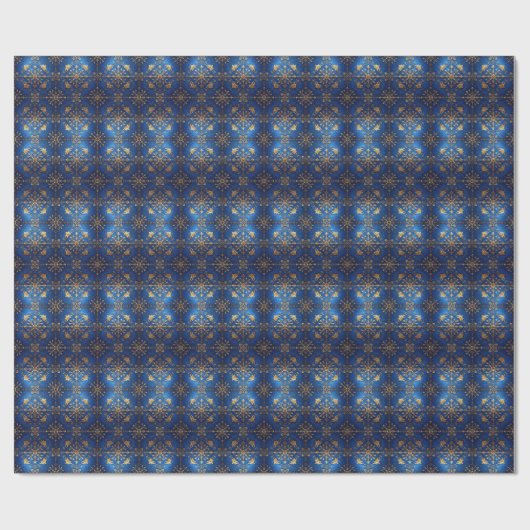 Blue Decorative Holiday Wrapping Paper Geschenkpapier (Flach)
