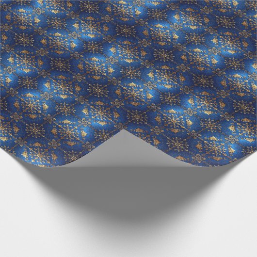 Blue Decorative Holiday Wrapping Paper Geschenkpapier (Ecke)