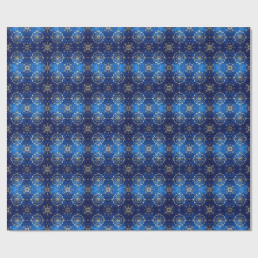 Blue Decorative Holiday Wrapping Paper Geschenkpapier (Flach)