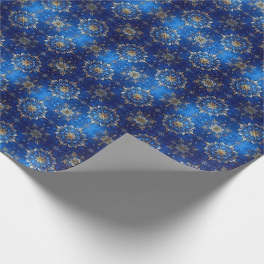 Blue Decorative Holiday Wrapping Paper Geschenkpapier (Ecke)