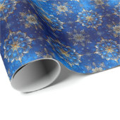 Blue Decorative Holiday Wrapping Paper Geschenkpapier (Rolleneckpunkt)