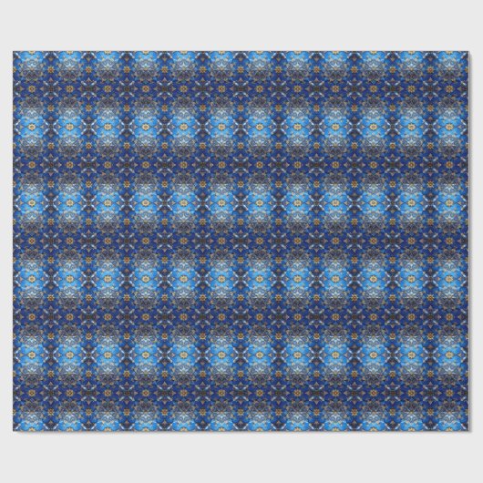 Blue Decorative Holiday Wrapping Paper Geschenkpapier (Flach)