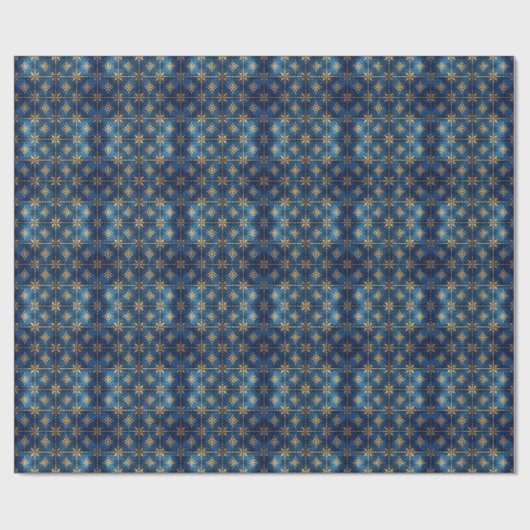 Blue Decorative Holiday Wrapping Paper Geschenkpapier (Flach)