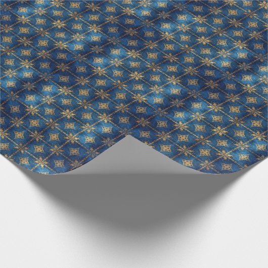 Blue Decorative Holiday Wrapping Paper Geschenkpapier (Ecke)