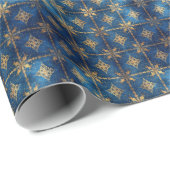 Blue Decorative Holiday Wrapping Paper Geschenkpapier (Rolleneckpunkt)