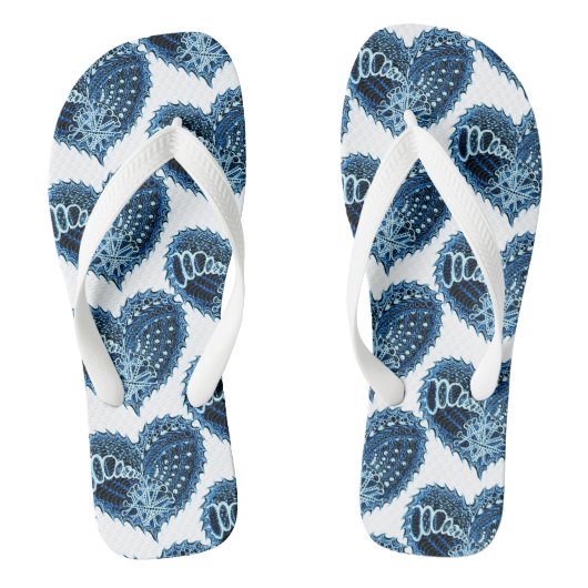Blue Decorative Liebe Herz Badesandalen (Fußbett)