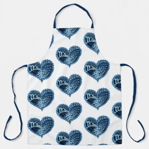 Blue Decorative Liebe Herz Schürze