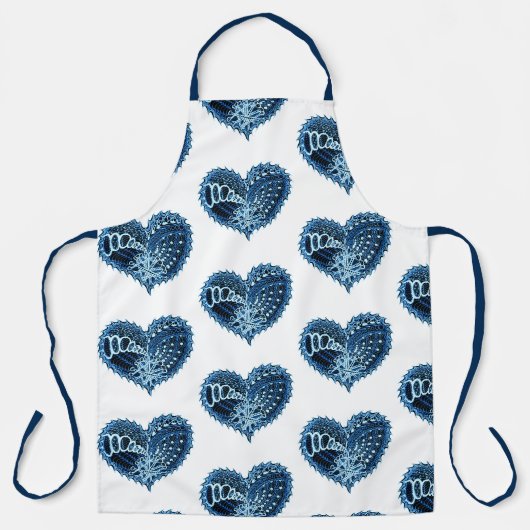 Blue Decorative Liebe Herz Schürze (Vorderseite)
