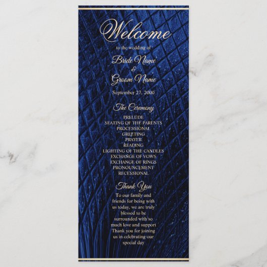 Blue Decorative Modern Wedding Program Programm (Vorderseite)