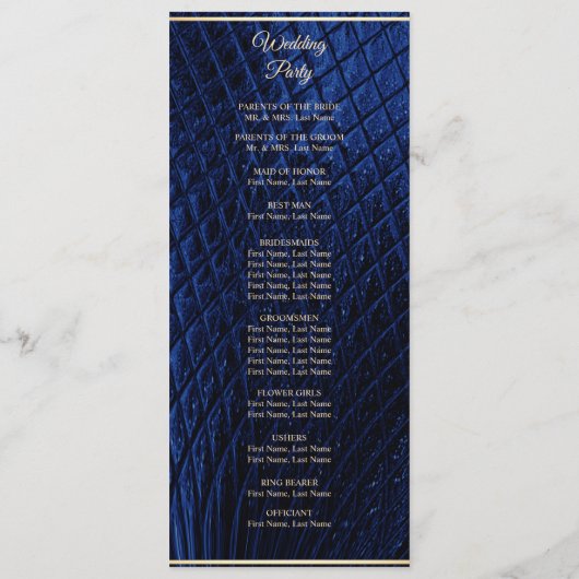 Blue Decorative Modern Wedding Program Programm (Rückseite)