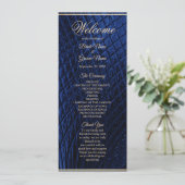 Blue Decorative Modern Wedding Program Programm (Stehend Vorderseite)