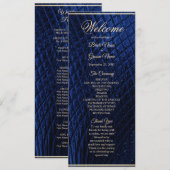Blue Decorative Modern Wedding Program Programm (Vorne/Hinten)
