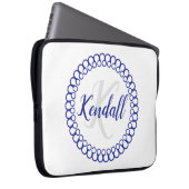 Blue Decorative Monogram Laptop Sleeve (Vorne Rechts)