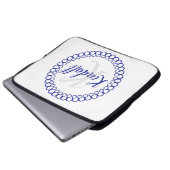 Blue Decorative Monogram Laptop Sleeve (Vorne Knopf)