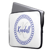 Blue Decorative Monogram Laptop Sleeve (Vorderseite Links)