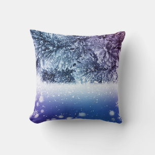 Blue Decorative Snow Glitzer Frohe Weihnachten Kissen