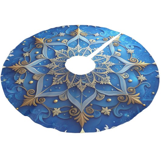 Blue Decorative Tree Skirt Polyester Weihnachtsbaumdecke (Schrägansicht)