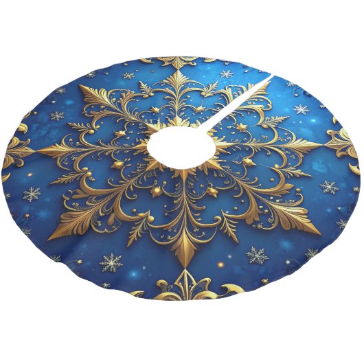 Blue Decorative Tree Skirt Polyester Weihnachtsbaumdecke (Schrägansicht)