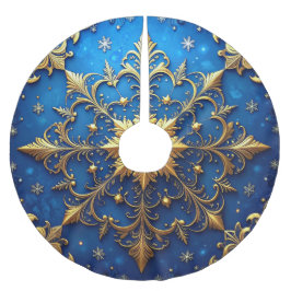 Blue Decorative Tree Skirt Polyester Weihnachtsbaumdecke