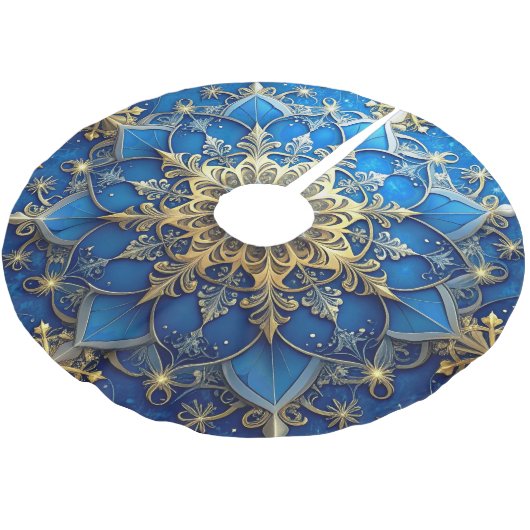Blue Decorative Tree Skirt Polyester Weihnachtsbaumdecke (Schrägansicht)