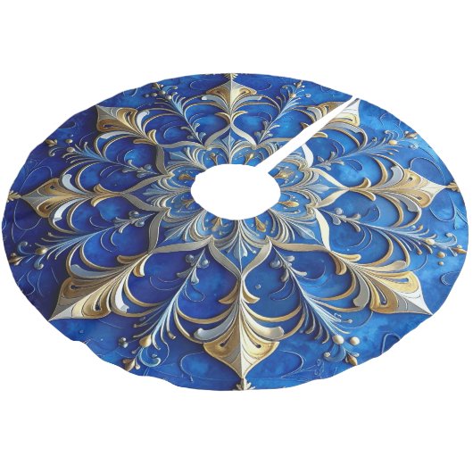 Blue Decorative Tree Skirt Polyester Weihnachtsbaumdecke (Schrägansicht)