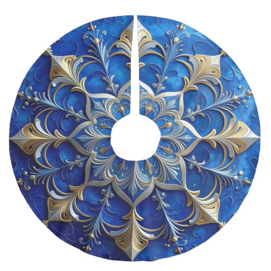 Blue Decorative Tree Skirt Polyester Weihnachtsbaumdecke (Vorderseite)
