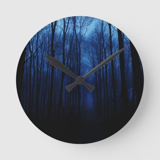 Blue Deep Forest Runde Wanduhr (Vorderseite)
