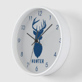 Blue Deer Buck Gray Boys Hunter Wall Uhr (Winkel)