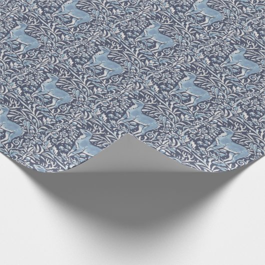 Blue Deer Vintag Animal Nature Weihnachtsmuster Geschenkpapier (Ecke)