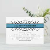 Blue Deko Blüh Wedding Invite Einladung (Stehend Vorderseite)
