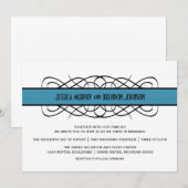 Blue Deko Blüh Wedding Invite Einladung (Vorne/Hinten)