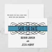 Blue Deko Blühte Save the Date Postkarte (Vorne/Hinten)