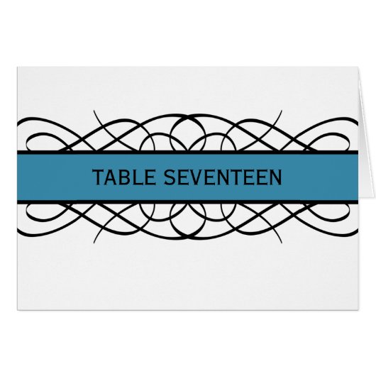Blue Deko Blühte Tischnummer Card (Vorderseite (Horizontal))