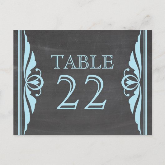 Blue Deko Chalkboard Tischnummer Postkarte (Vorderseite)